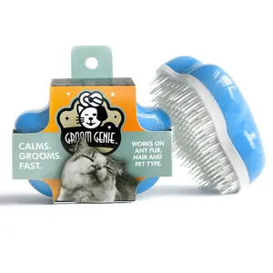 Groom Genie Teeny Pet Detangling Brush (4”) | Mini Grooming Brush for Dogs & Cats | Gentle, Easy Brushing for Small Pets & Travel