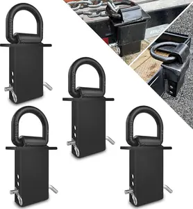 4pcs 18000lbs Heavy Duty Removable D Ring Stake Pocket tie Down for Utility Trailers and Flatbeds Equipped with Stake Pockets Stake Pocket D-Rings Adjustable Ropes
