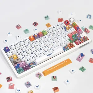 Personalized Oil Painting Wave Theme MOA Profile Keycap Set, Dye-Sublimation Printed Premium PBT Keycaps, High Detail Print Quality, Fade-Proof Patterns, Compatible with Most Layouts Mechanical Keyboards, Keycaps Only