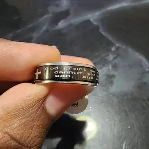 316L Stainless Steel 6mm "Serenity Prayer" Black Rotation Ring (Size 7-13)