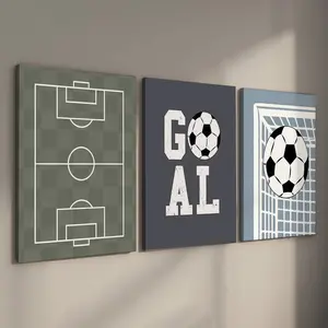 Must-Have Soccer Decor! 3pcs Framed Sports Artwork - Ready to Hang Stretched Canvas Prints for Little Athletes & Fans!