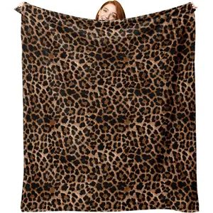 Naviliving Premium Leopard Print Throw Blanket Thick Plush No Shedding Machine Washable Soft Air Conditioner Blanket for Sofa Living Room Office Summer AC & Home Decoration