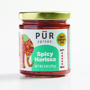 PUR Spices Spicy Harissa Paste I Hot Sauce for Cooking and Dipping I Spicy Chili Pepper and Garlic Paste | Middle Eastern Inspired | Plant Based, Gluten Free, No Sugar Added, Preservative and Additive Free I 6oz Jar