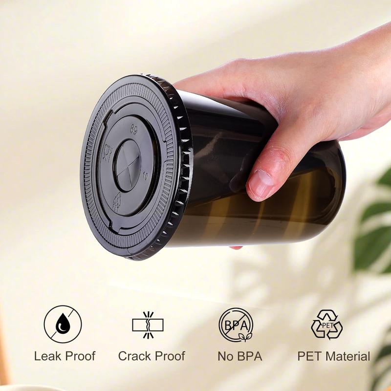 100 Sets 400ml Black Transparent Plastic Cups with Lids and Straws Disposable Iced Coffee Cups Perfect for Parties and Coffee Events Lightweight PET Material Leak-proof Lid U-shaped Design Essential for  to Go Coffee Cup Colorful