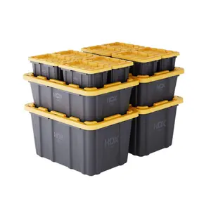 (27 Gal, 14 Gal and 6.5-Qt) Tough Storage Tote Combo in Black and Yellow (3 Piece)