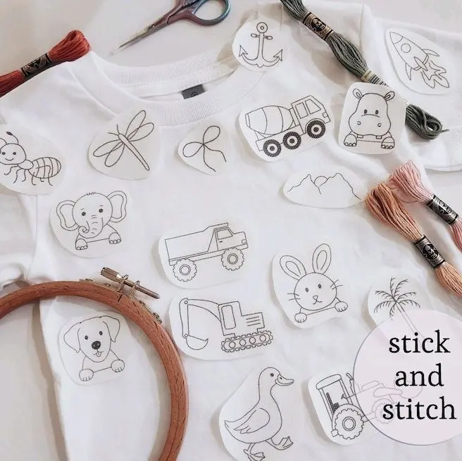 kids stick and stitch embroidery patterns for clothing