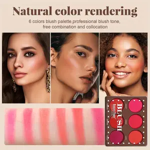 6 Color Waterproof Matte Blush Palette, Long-Lasting Natural Look, Suitable for All Skin Tones, Perfect for Parties & Festivals