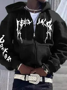 Tide men's jackets American retro trend personality monogram print regular plus size casual sports men's jackets