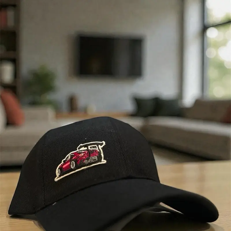 Race Hat - Black Baseball Cap with Flame Logo for Racing Enthusiasts