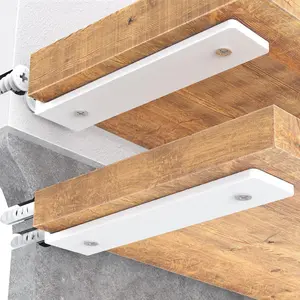 Shelf Brackets, Heavy Duty Floating Shelf Bracket 10 Inch for 2x4"  Stud, 4 Pack L Brackets for Shelves, White Metal Wall Shelving Brackets, Shelf Support Brackets, 160 lb. Load Capacity