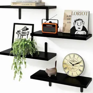 Floating Shelf Set, 4-Piece Wall-Mounted Storage Shelves, Wooden Floating Shelves for Wall Decoration, Bathroom Shelving, Bedroom & Living Room, Wall Mounted Organizer heart