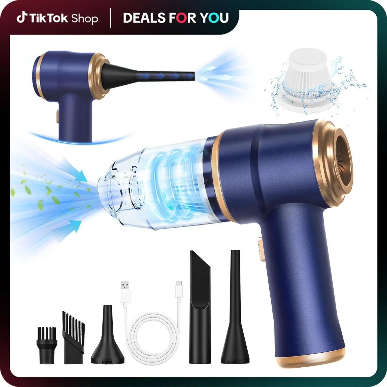 BELBUY Handheld Car Vacuum Cleaner, 19000Pa Vacuum Cleaner and Air Gun, 120W High-Power Wireless Handheld Car Vacuum Cleaner, equipped with two filter