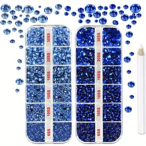 Water Drill Embedding Set, Speer Blue Water Drills, Flat Bottom, Ideal for Nail Art, Jewelry Making, Craft Projects, Perfect for Nail Polish, Jewelry Materials