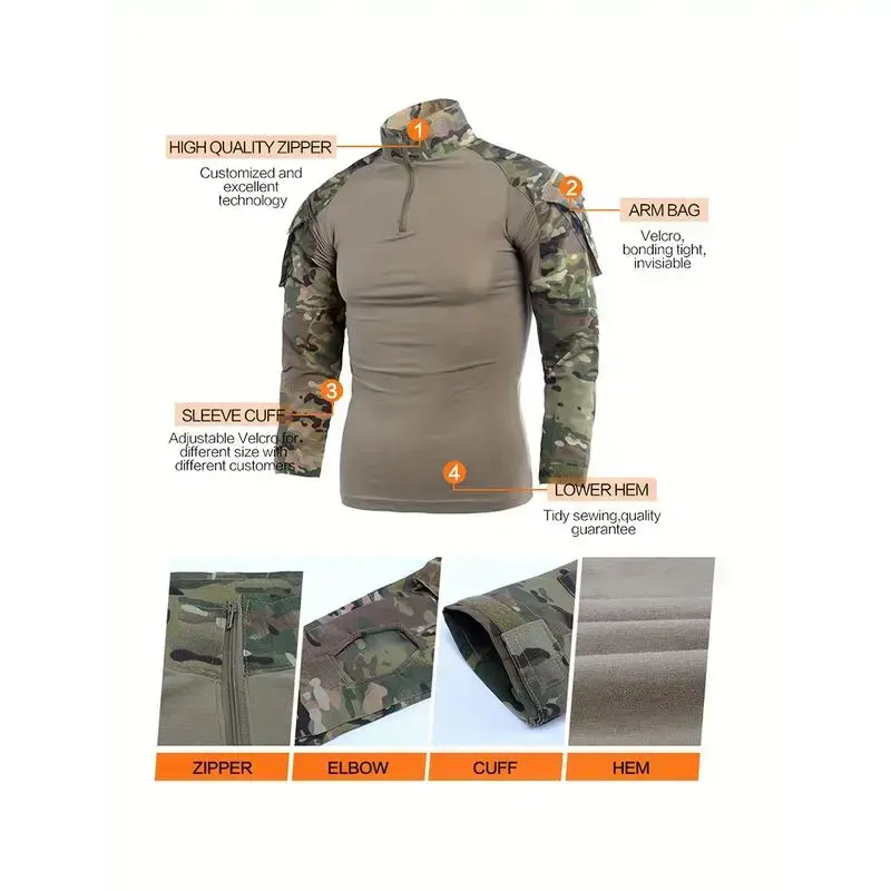 2025 new Elg New Men's Combat Tactical Uniforms Long Sleeve Fitting Amry Militray Uniforms for Men Combat Shirt and Pants Camouflage Clothing Hunting Hiking Paintball Gear 2025 new Elg New Men's Combat Tactical Uniforms Long Sleeve Fitting Amry Militray Uniforms for Men Combat Shirt and Pants Camouflage Clothing Hunting Hiking Paintball Gear