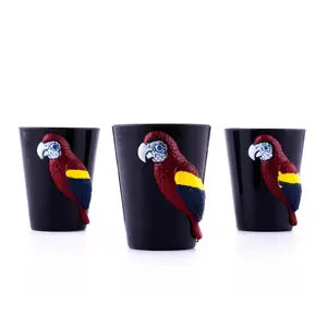 Tropical Reusable Plastic Parrot Luau Shot Glasses - Set of 3