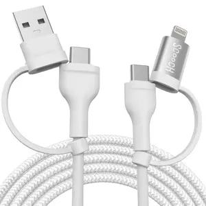 JuiceCord 4-in-1 - 60W Charging Cable (4FT) with USB-A, USB-C, and Lightning Charger Plastic JuiceCord 4-in-1 - 60W Charging Cable (4FT) with USB-A, USB-C, and Lightning Charger Plastic