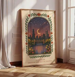 Lunathion City of Starlight Crescent City Unframed Poster - "Through Love All Is Possible" Quote Print - Bryce Quinlan Aesthetic Wall Art - SJM Book Gift