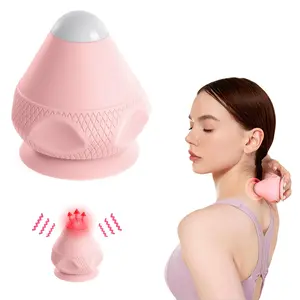 Neck Massager with Heat & Vibration, Wireless Back Massage Tool, Suction Cup Design, Foot Massage Ball for Women Self-Massage