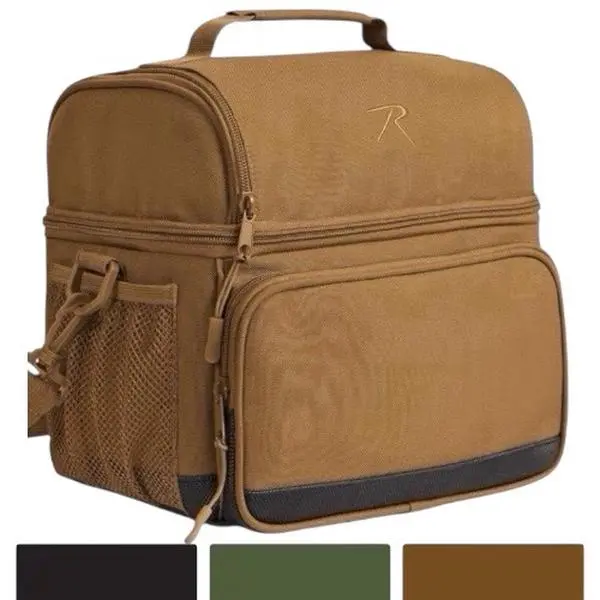 ROTHCO 925 Polyester Insulated Waterproof Dual-Compartment Bento Lunch Cooler Lunch Box - Reusable 11x8x8 in Food & Beverage Carrier with Removable Shoulder Strap for Work, Lunch Boxes