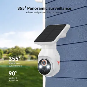 Wireless Outdoor Security Camera, 355° Pan/Tilt Security Camera with Solar Panel, Human Detection, 2-Way Talk, Color Night Vision Camera for Home Security, Weatherproof Surveillance Cameras