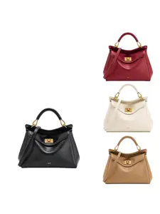 2025 new women's bag lock casual commuter bag soft leather small square bag high sense light luxury fashion shoulder messenger bag