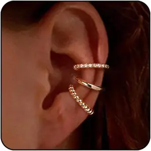 Cassieca  Sparkling Non-Piercing Ear Cuffs with Cubic Zirconia for Women - Elegant Cuff Cartilage Earrings