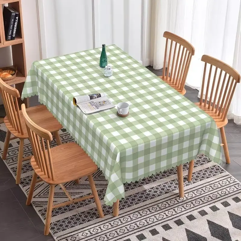 2D Flat Party Tablecloth 1pc, Plaid Tablecloth, Light Checkered Table Cover, Farmhouse Style Decor, Kitchen, Dining, Picnic, Home Decoration