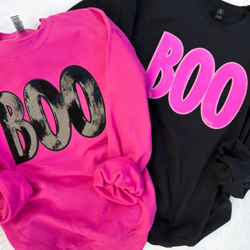 Women's Boo sequin patch Halloween sweatshirt