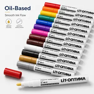 12-Color Oil-Based Paint Marker Set, Permanent Quick-Dry Paint Pens for Rock Painting, DIY Crafts (Trophy & Medal Decoration Compatible)