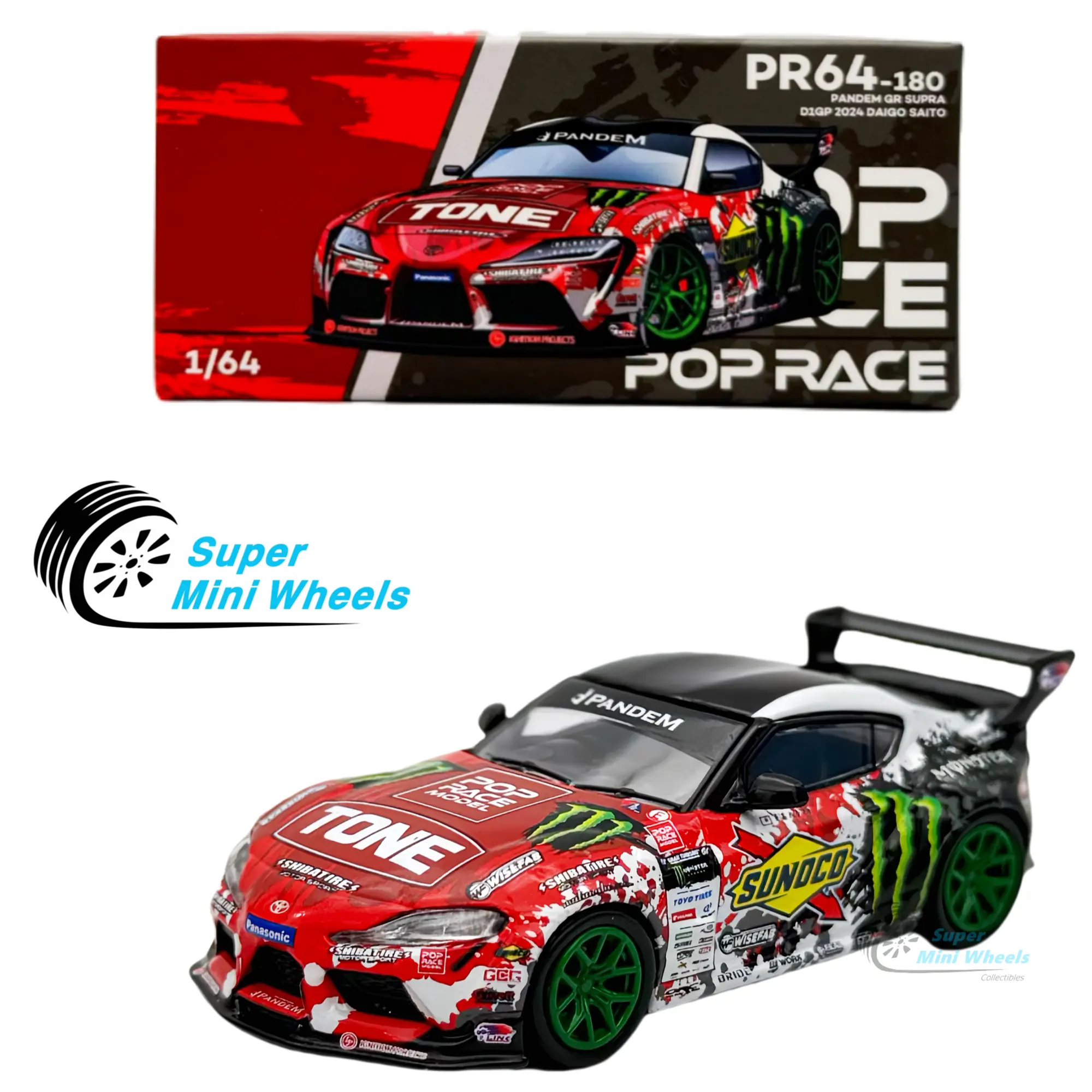 Pop Race 1:64 Pandem Toyota GR Supra D1GP 2024 Daigo Saito #180