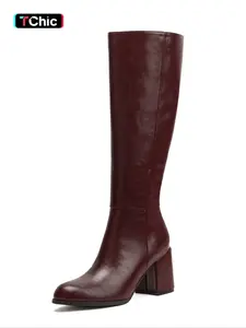 Women's Over-The-Knee Boots with Side Zipper, Chunky Heel Long Booties, Vintage Fashion Fall & Winter Shoes, Comfortable Casual Boots, High Boots