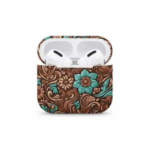 Western Cowgirl Floral AirPods Case, Turquoise Tooled for AirPods Gen 1 2 3 4 Pro, Mexican Rustic Country Gift