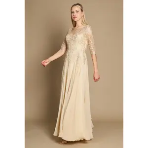 Dylan & Davids Long Sleeve Chiffon Formal Evening Dress