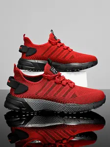 Men's Flyknit Outdoor Soft Sole Shoes, Athletic Running Shoes, Comfortable Walking Leisure Footwear, Lightweight Breathable Design for Daily Wear