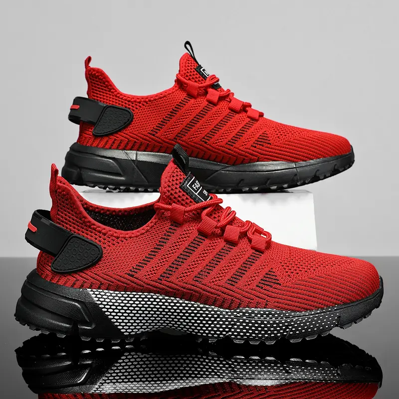 Men's Flyknit Outdoor Soft Sole Shoes, Athletic Running Shoes, Casual Running Sneakers, Comfortable Walking Leisure Footwear, Lightweight Breathable Design for Daily Wear, Athletic Running Trainers, Sporty Running Sneakers