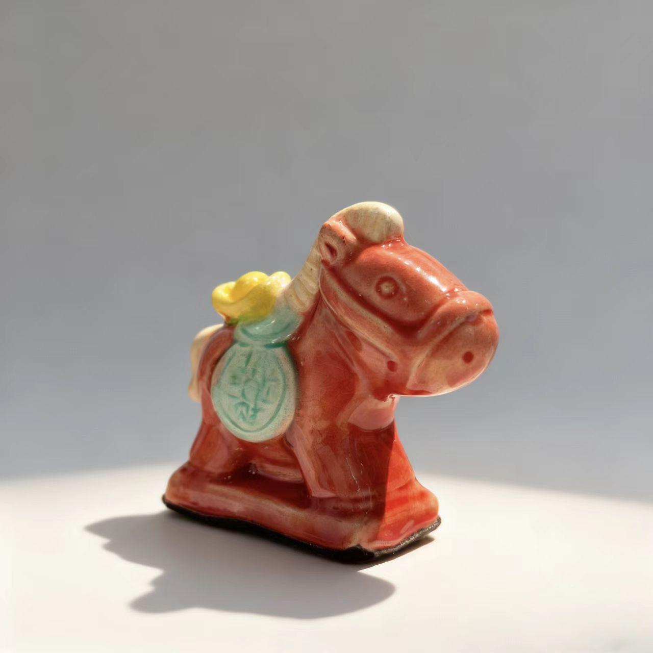 [Handmade Ceramic Horse Figurine Collection] Multi-Color Eastern Blessing Home Decor (Blooming Luck/Prosperity/Soaring/Emerald/Scarlet Ambition/Purple Sancai) Kiln-Changed Fortune Figurine for Living Room/Office/Gifts
