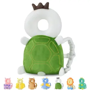 Baby Head Protector Backpack, Toddler Walking Fall Head Protection, Green Turtle
