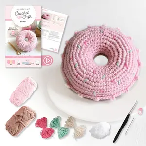 Crochet Cafe Amigurumi Kit Donut: Everything You Need Is Included: 100%-Cotton Yarn, Crochet Hook, Stitch Marker, Tapestry Needle, Fiberfill, Step-By- -- Better Day Books, General Merchandise