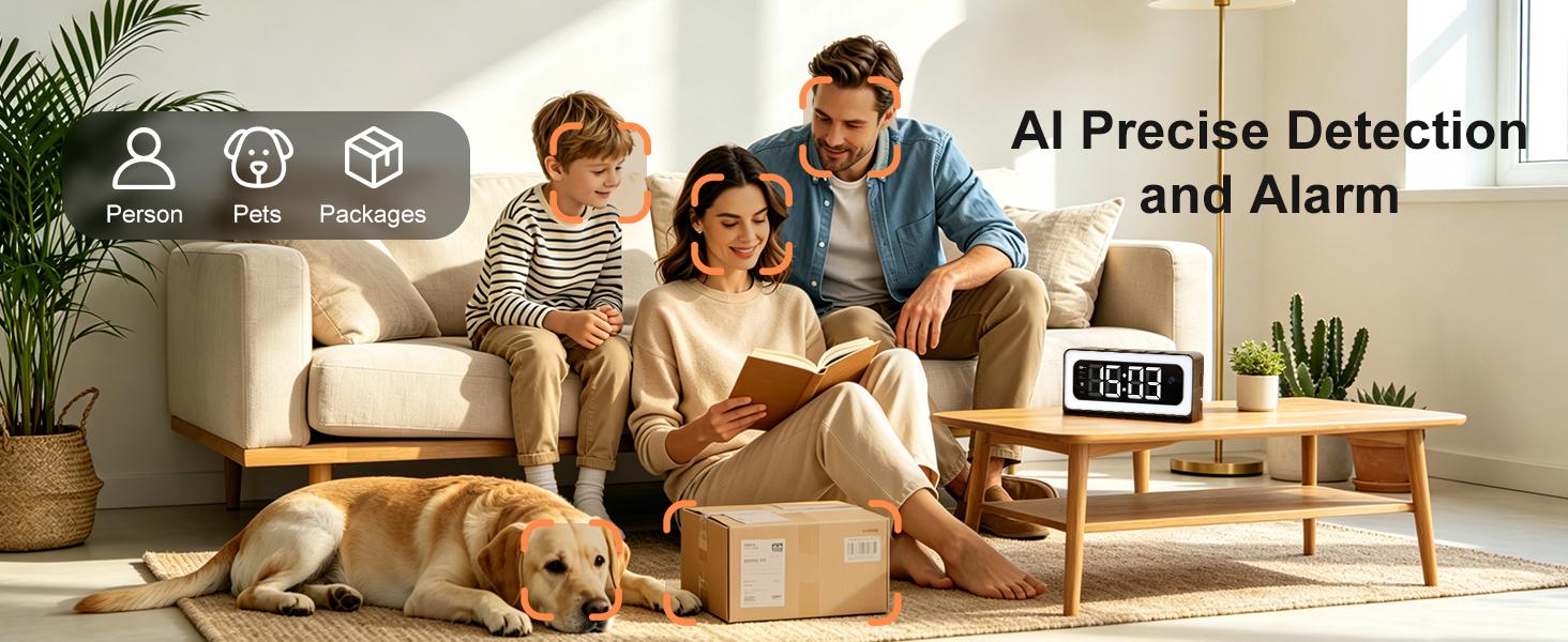 2K Smart Indoor Clock Camera,  Nanny Cam, Indoor Security Camera for Home, 5G & 2.4G WiFi, Full Color Night Vision, Motion Detection Alerts, Alarm Siren, Local SD Storage, Wood Grain Design