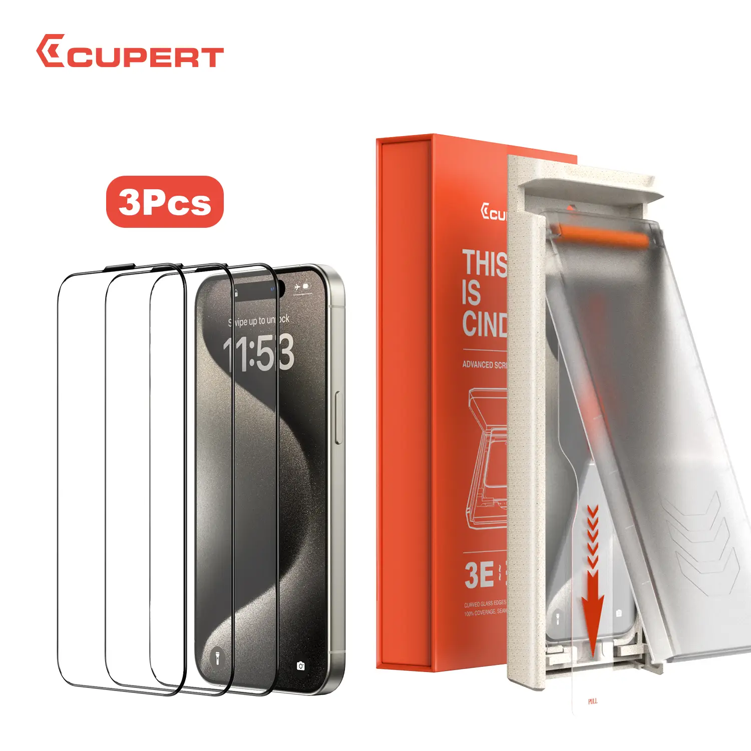 CUPERT Screen Protector [3PCS] HD/Anti-spy/Privacy Screen Protective Film,  Shockproof Phone Protection Accessories for iPhone 13 14 15 16 Plus Pro Ma