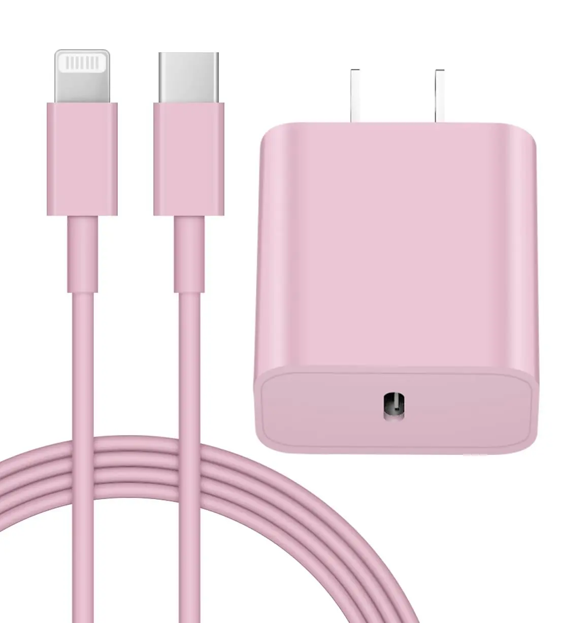 For iPhone 14 13 12 Fast Charger 20W PD USB C Wall Charger with 6FT Fast Charging Cable for iPhone 14/14 Pro/14 Pro Max/14 Plus/13/12/11/Pro/Pro Max/Mini/Xs Max/X, iPad - Pink Port Device