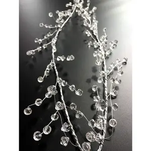 46" Clear Diamond Beaded Garlands Wire String Acrylic Crystal Garland Wedding Party Decoration Wreath DIY Wedding Centerpiece Decor Crystal Diamond Branch (Pack of 10) Flower Glass
