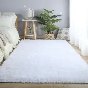 AAFKK Soft Shag Rugs For Bedroom, White Fluffy Shaggy Rugs For Living Room Nursery, Luxury Modern Plush Carpet Girls Boys Kids Room Dorm Indoor Home Decor, Upgrade Non-Slip