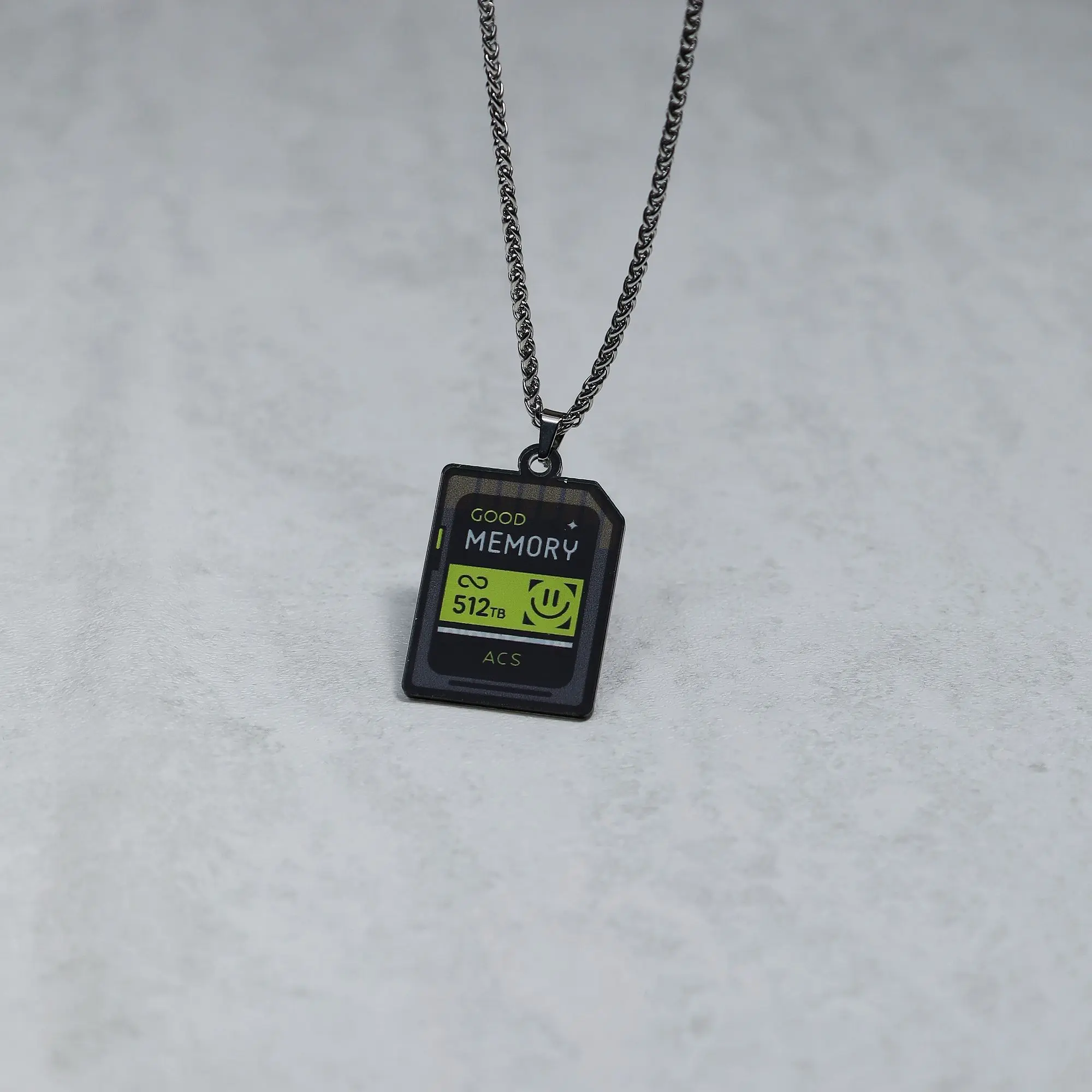 DiceGrit "Beautiful Backup" SD Card Shaped Pendant Necklace 2026 Spring Summer Unique Trendy Jewelry Gift