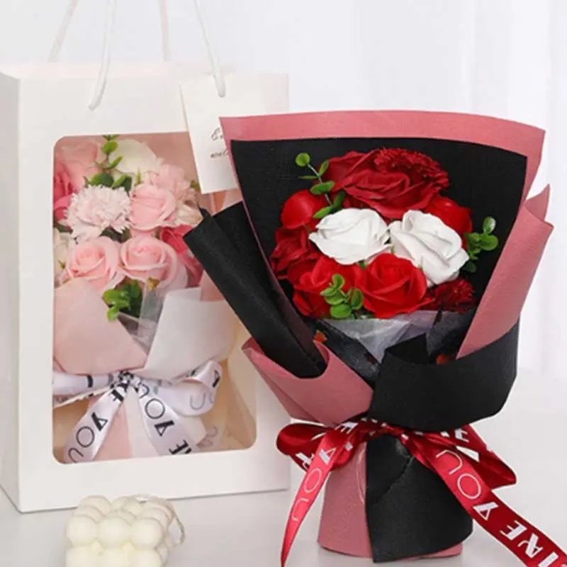 1 Soap Flower Rose bouquet Finished Carnations, perfect for mom, friend or anniversary gift, Appreciation Gifts, Mother's Day gift, Valentine's Day gift, birthday gift, home decor, Flower Gift Box