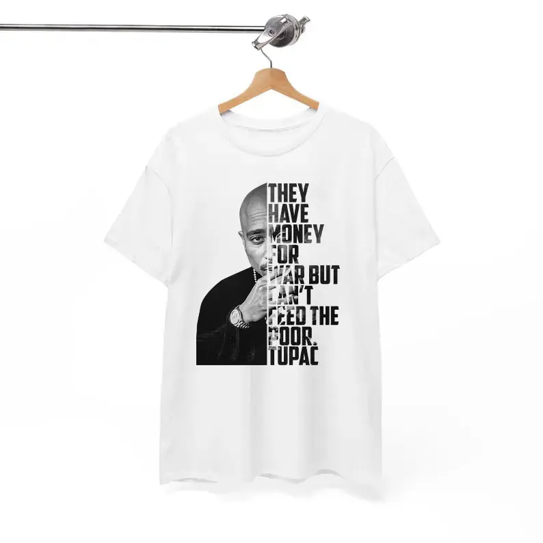LETOLS Men's Short-Sleeve Cotton Casual Tupac Shakur Graphic T-Shirt, 90s Hip Hop Rapper Merch, Legends Apparel
