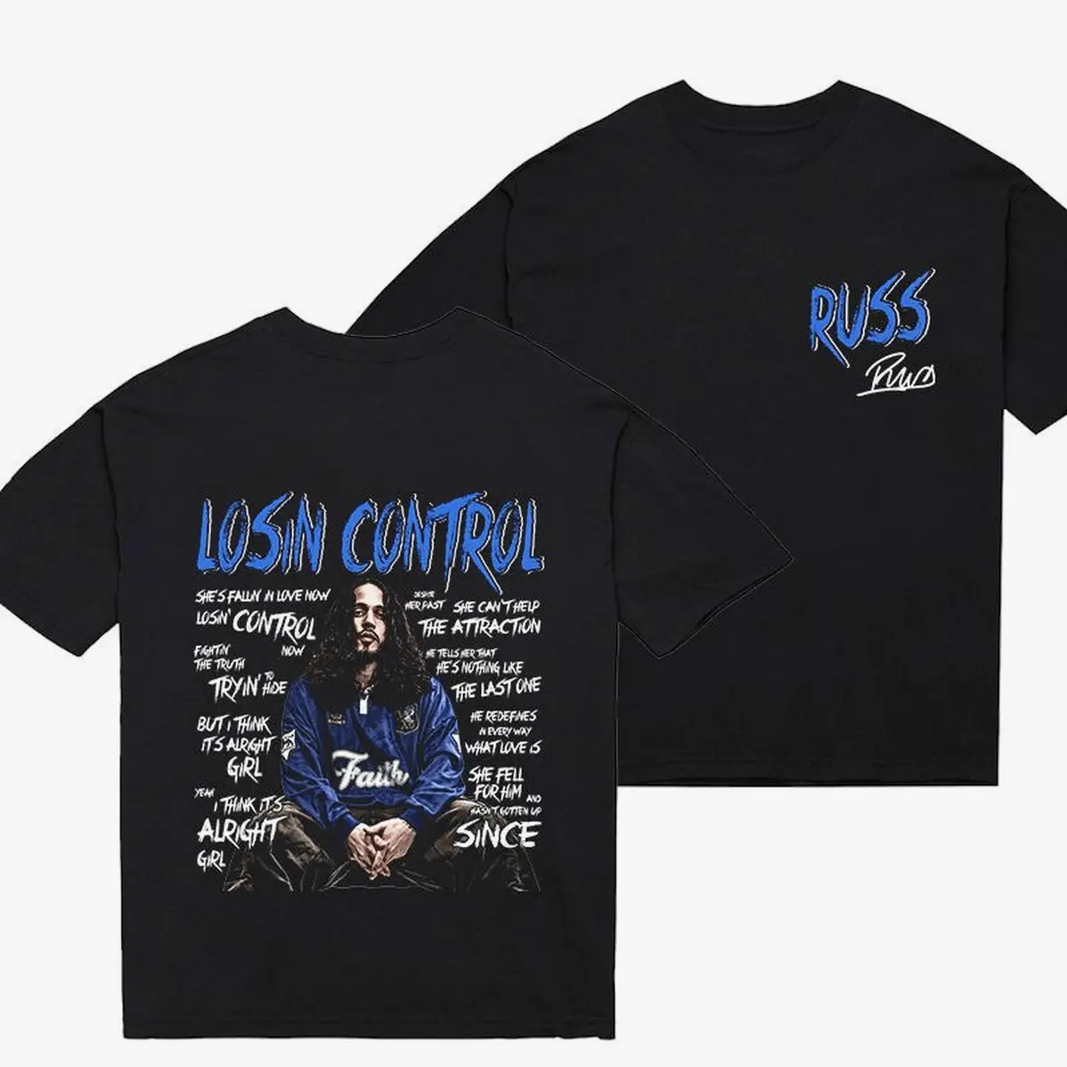 Women's Lightweight Cotton-Polyester Graphic Hoodie Sweatshirt - RUSS Losin Control Into The Wild Tour 2025 Concert Merch, Short Comfy T-Shirt-Style Round Neck, Everyday Streetwear, Casual Garment, Beach Fan Gift, Quality Fabric, Perfect-Fit, Print, Tops,