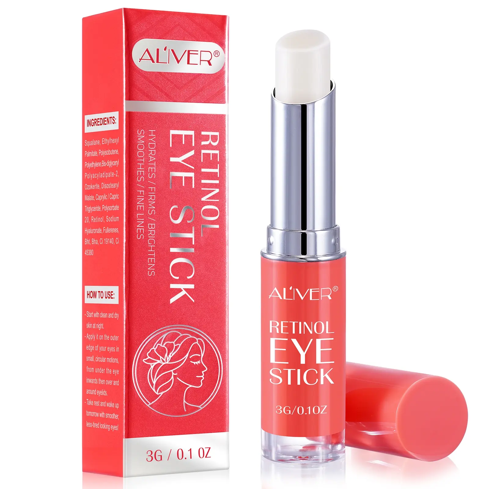 1Count, ALIVER Eye Stick (Retinol) 3g, Dark Circle Brightening Eye Stick, Reduces Under-Eye Pigmentation, Eye Care Product, Unisex Retinol Eye Stick, Hypoallergenic Hydrating & Firming Eye Cream.