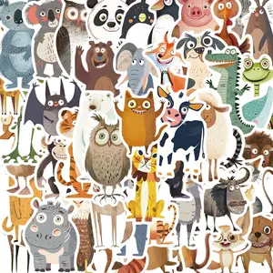 Cute Animal Pattern Sticker, 50pcs/set Realistic Animal Aesthetic Decals, Vinyl Waterproof Zoo Animal Sticker for Water Bottle Laptop Luggage Helmet
