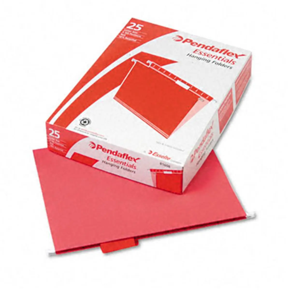 Pendaflex 81608 Plastic Hanging File Folders for File Organization - 1/5 Tab, Letter Size, Red, 11 pt. Stock, Lighter Interior, Blank Inserts - 25/Box, Standard, Vivid Colors